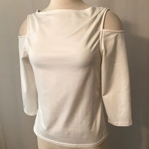 Vintage-Inspired White Cold Shoulder Blouse